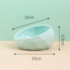 Pet Supplies Bowl Ceramic Cat Bowl Dog Bowl Oblique Mouth (Color: light green)