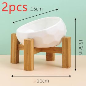 Pet Supplies Bowl Ceramic Cat Bowl Dog Bowl Oblique Mouth (Color: whiteset 2pcs)
