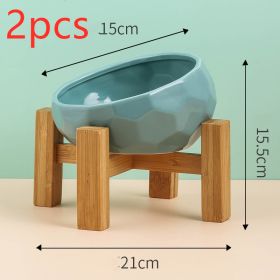 Pet Supplies Bowl Ceramic Cat Bowl Dog Bowl Oblique Mouth (Color: greenset 2pcs)